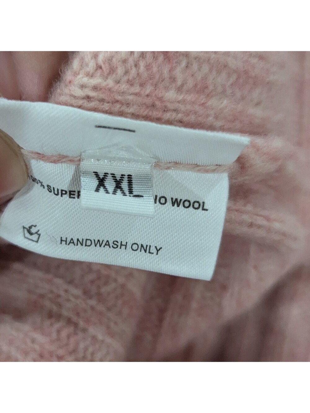 Liny Xin 100% Merino Wool Ribbed Turtleneck Sweater Pink Tagged XXL Fits US L/XL - Picture 5 of 10